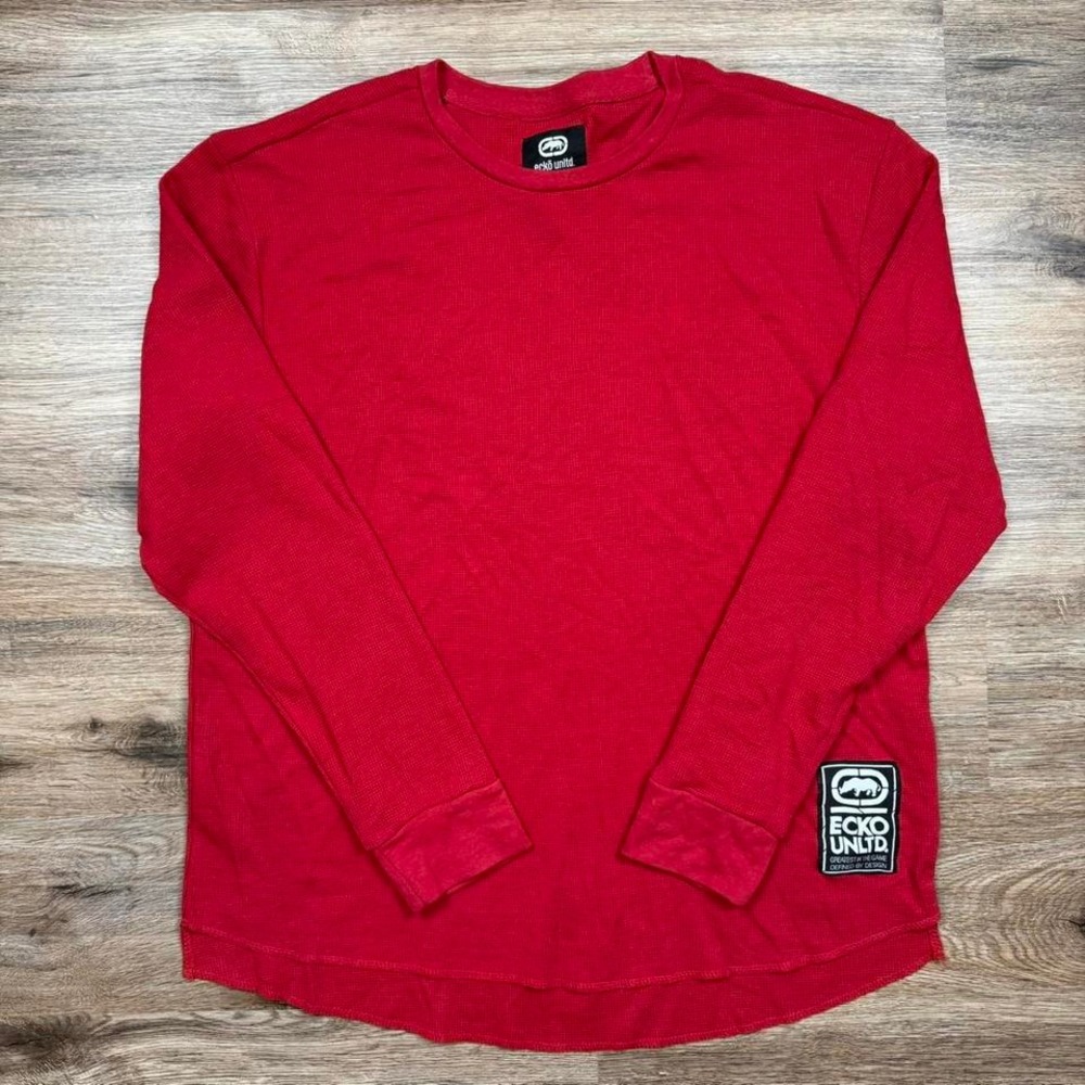 2000s Ecko Unltd waffle knit crewneck thermal sweater‎